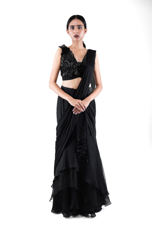 Women Wearing Black Saree