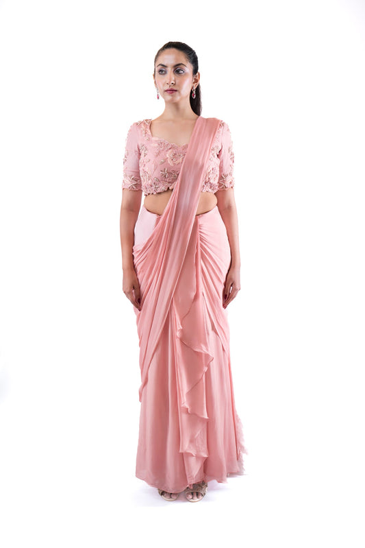Women Wearing Pink Saree