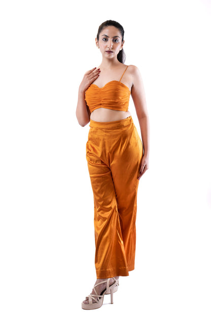 Womens Rust Orange Organza Coord Set