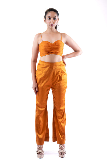 Womens Rust Orange Organza Coord Set