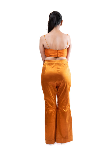 Womens Rust Orange Organza Coord Set