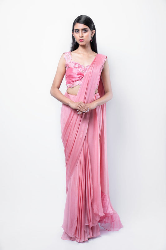 Women Wearing Pink Saree.