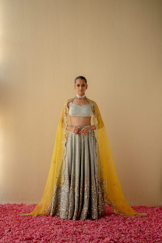 Women Wearing Lehenga Set.