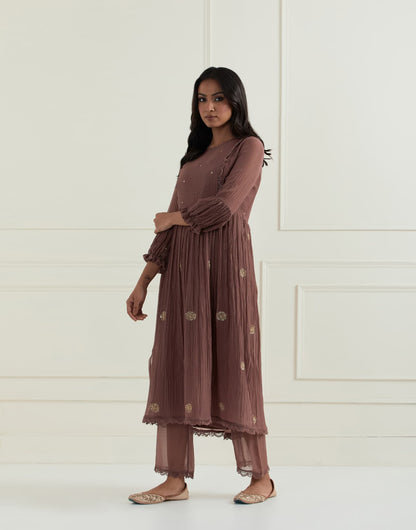 Womens Kaaj MTO Brown Chanderi Pant