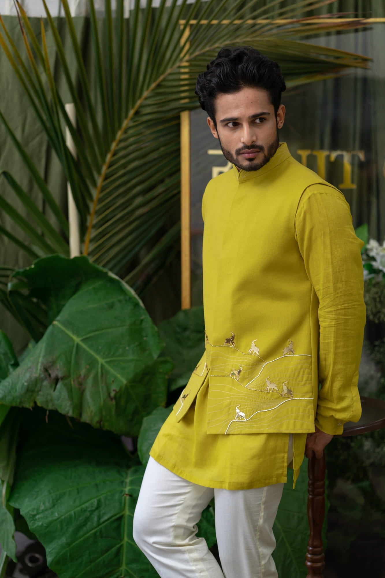 Mens Jashn Green Cotton Kurta Set