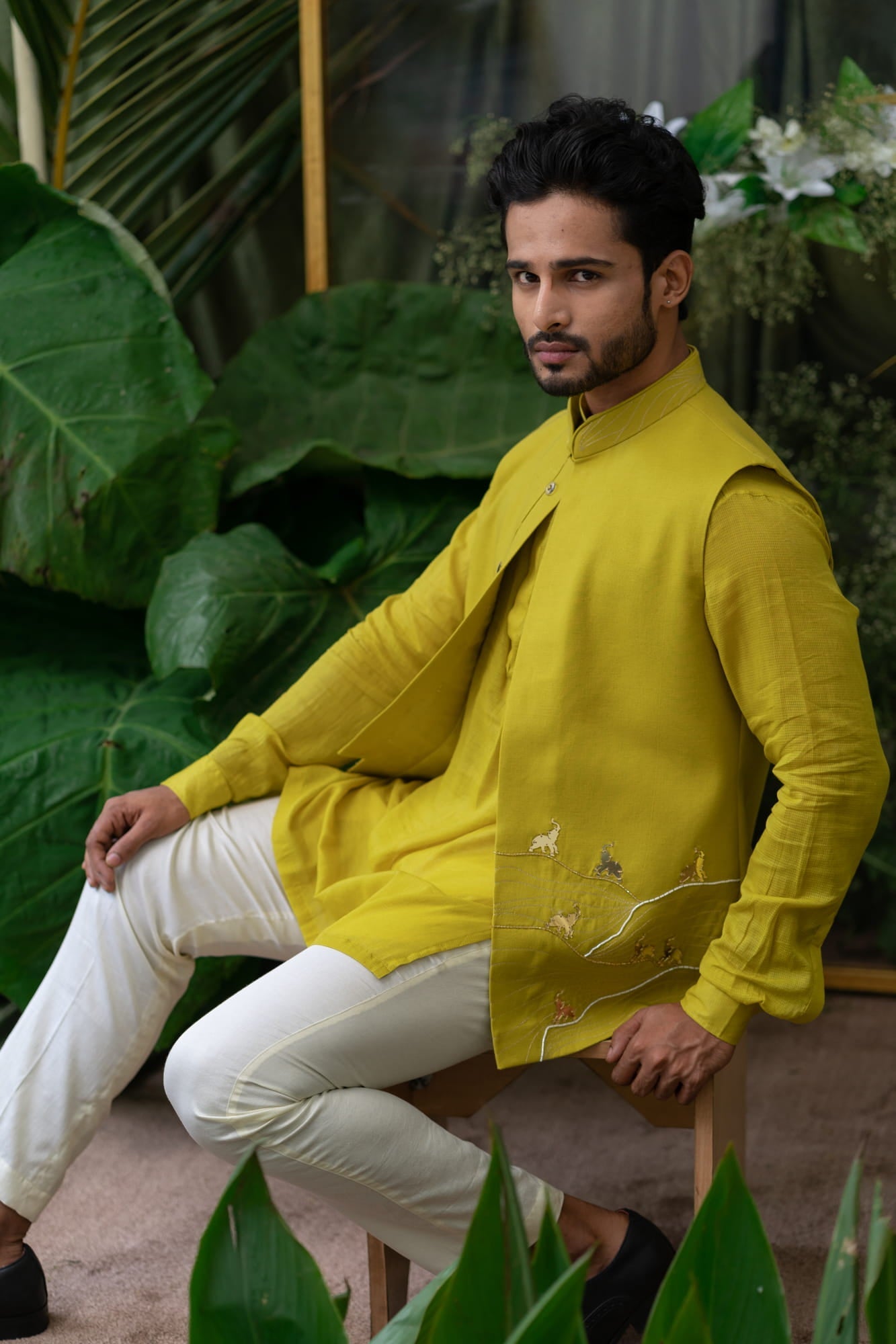 Mens Jashn Green Cotton Kurta Set