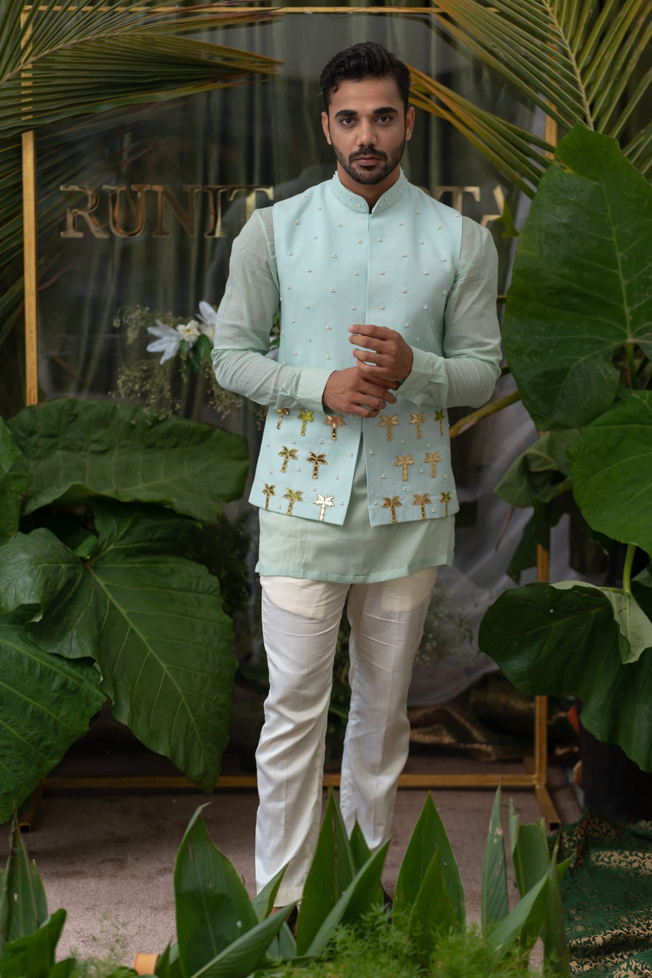 Men Wearing Blue Kurta Set