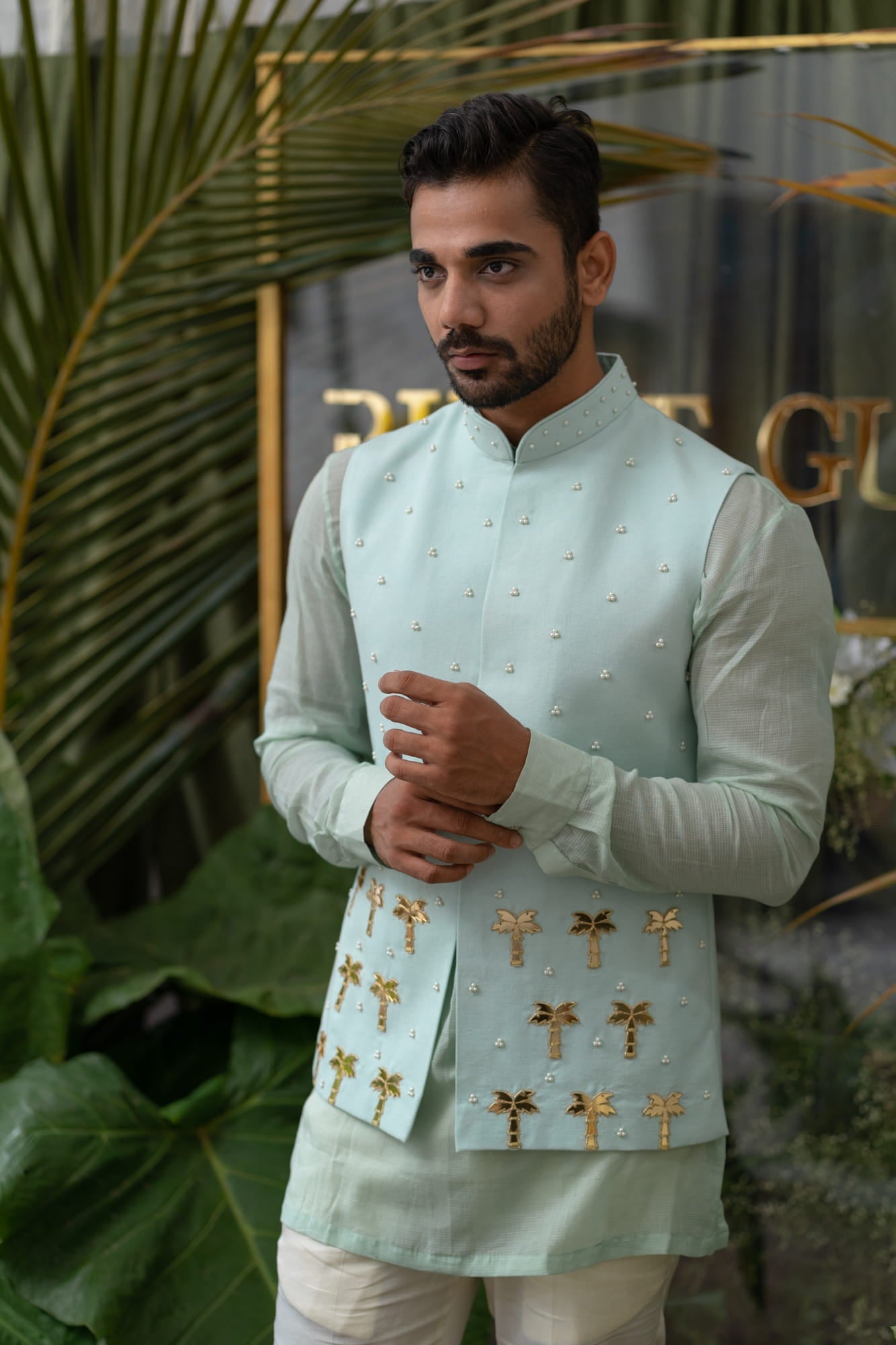 Mens Jashn Blue Cotton Kurta Set