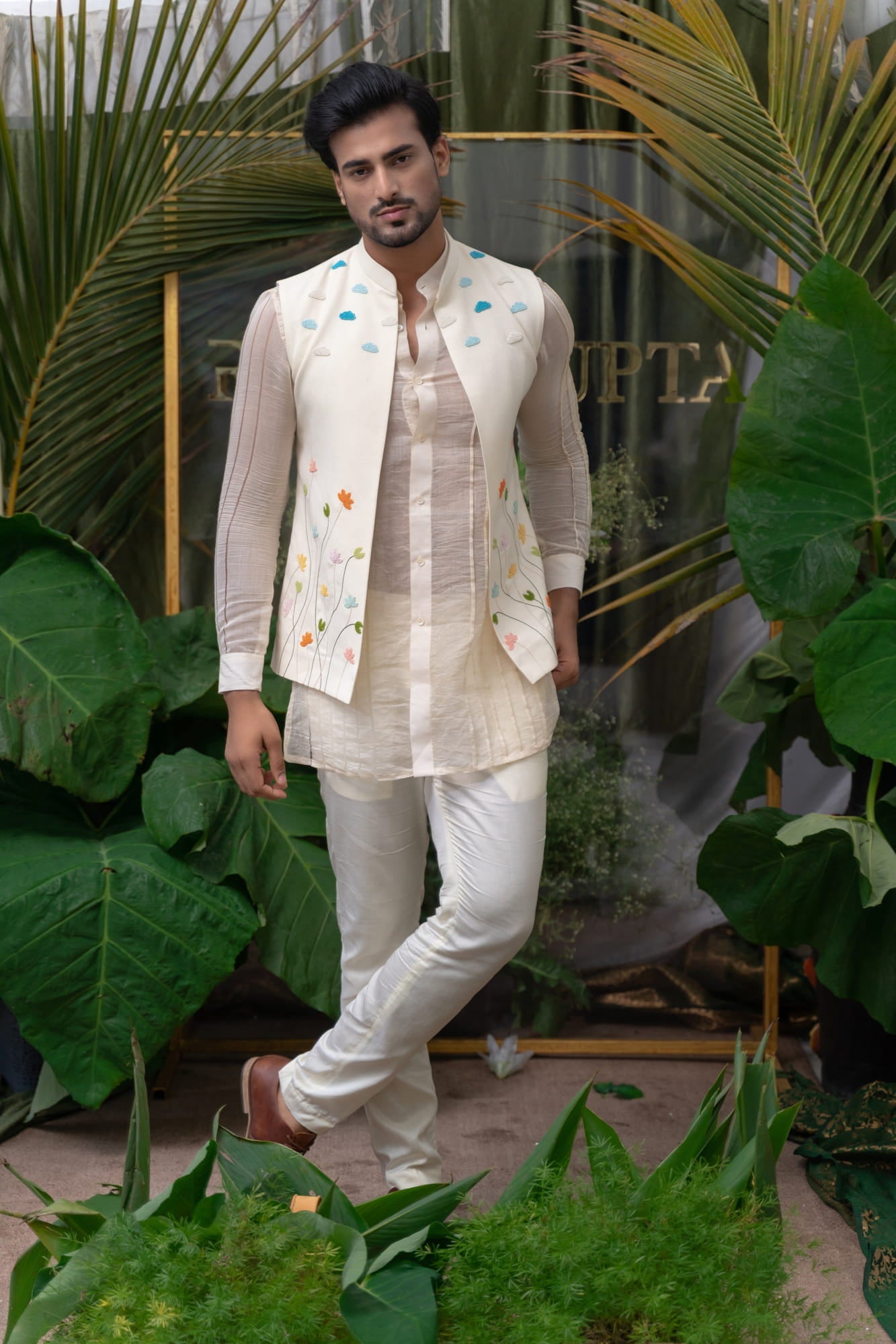 Mens Marigold White Cotton Jacket