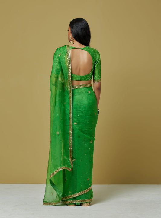 Women Wearing Green Saree