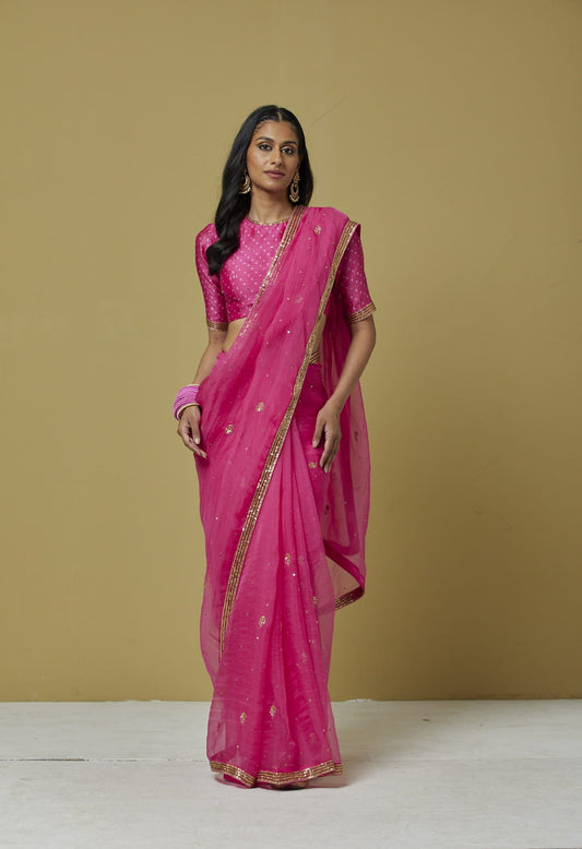 Women Wearing Pink Saree.