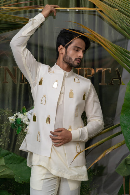 Mens Jashn White Pure Cotton Kurta Set