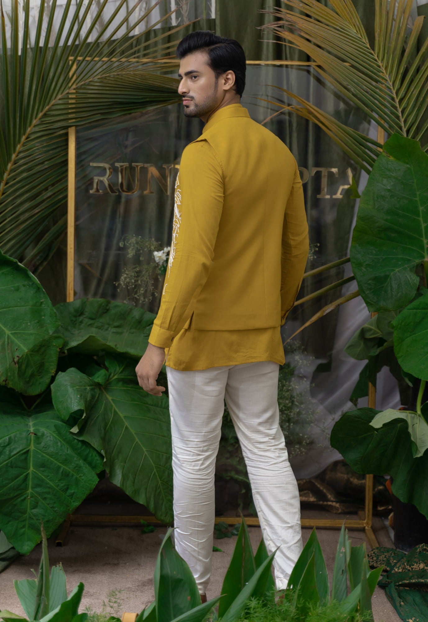 Mens Ochre Yellow Cotton Jacket