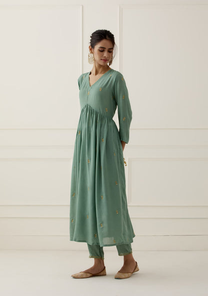 Womens Gulaal Green Cotton Kurta Set