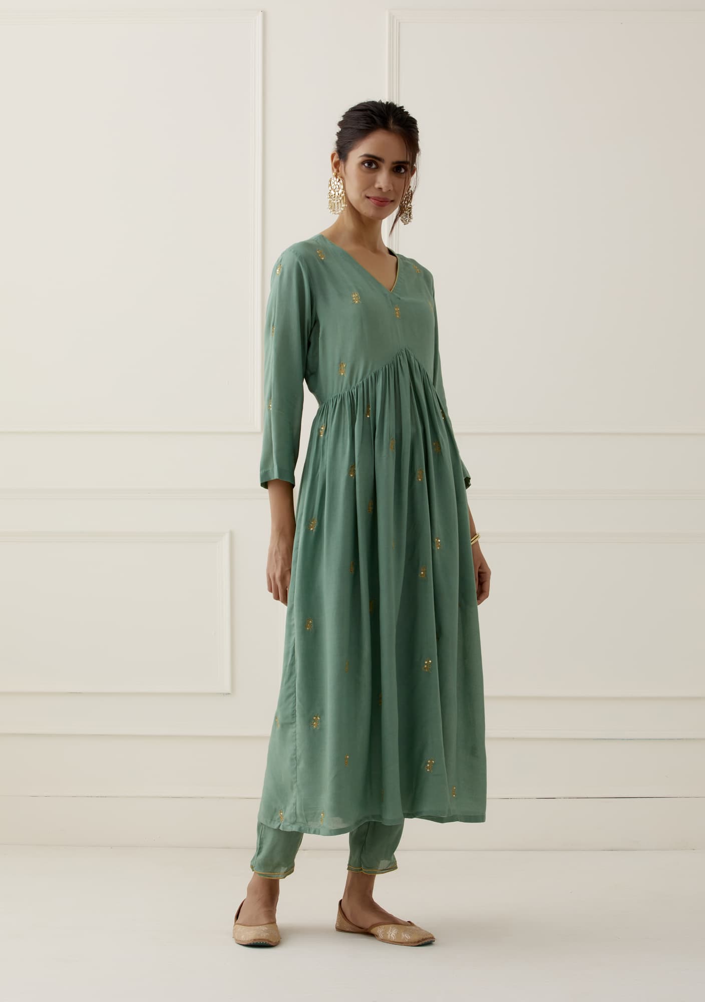 Womens Gulaal Green Cotton Kurta Set