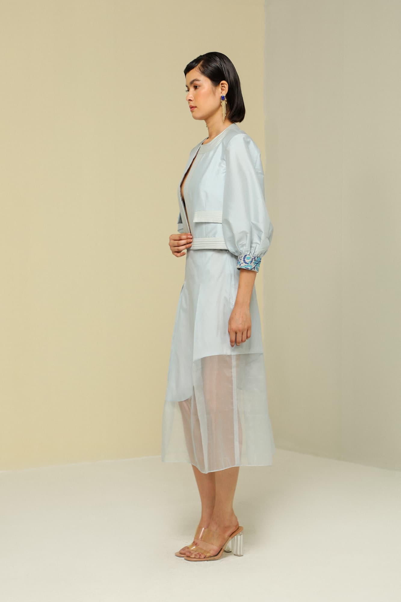 Womens Ice Blue Silk Skirt