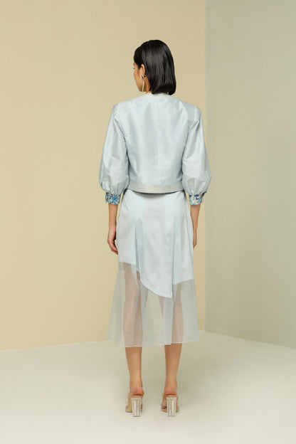 Womens Ice Blue Silk Skirt