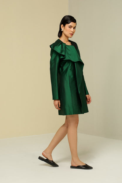 Womens Green Ruffle Jacket