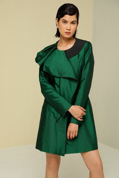 Womens Green Ruffle Jacket