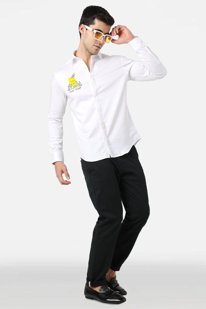 Mens Kom Fuel White Cotton Shirt