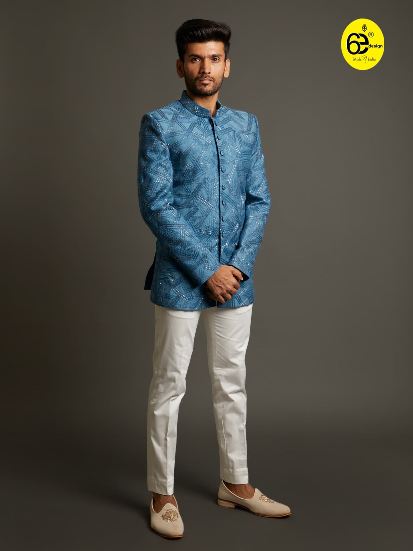 Mens 6ED Turquoise Lucknowi Elegant Jodhpuri