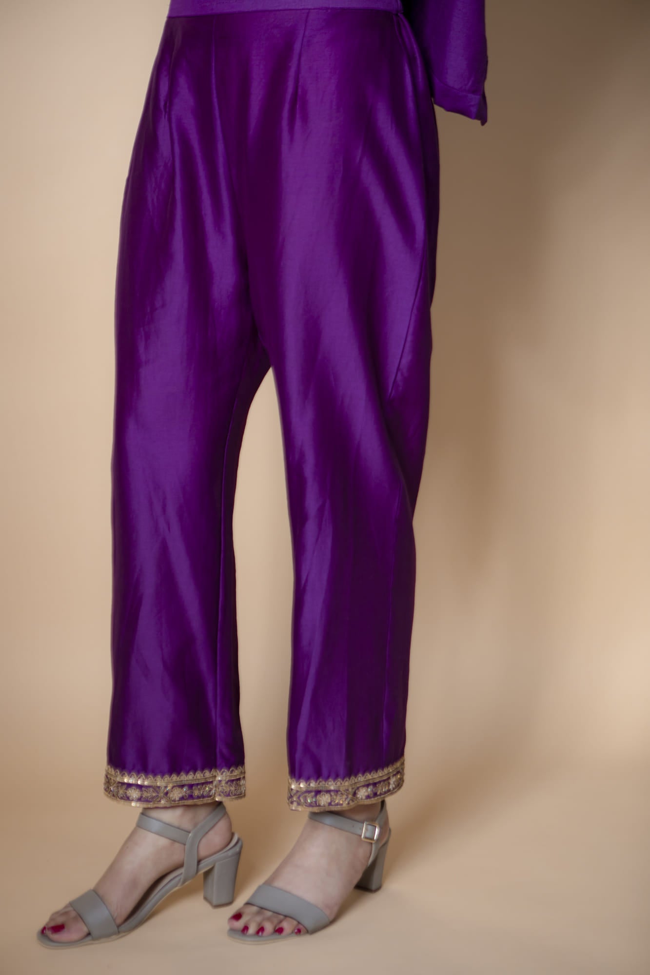 Womens Zar MTO Purple Chanderi Pant