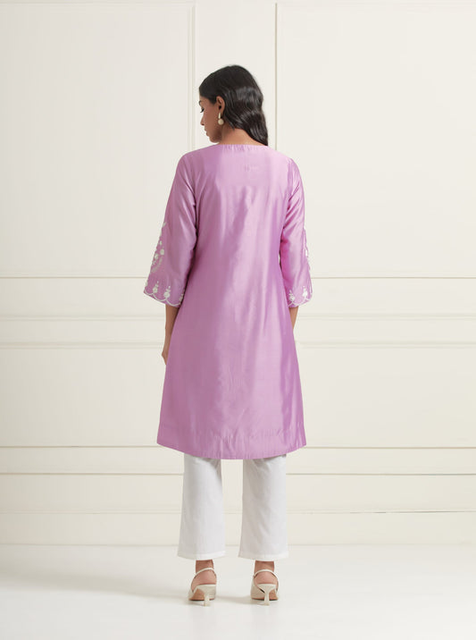 Womens Risham Purple White Chanderi Pants