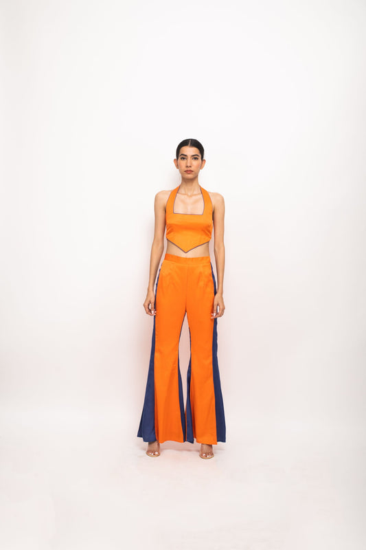 Women Wearing Orange Co-ord Set.