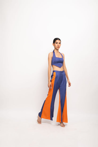 Womens Neora Blue Silk Bustier Co-Ord Set