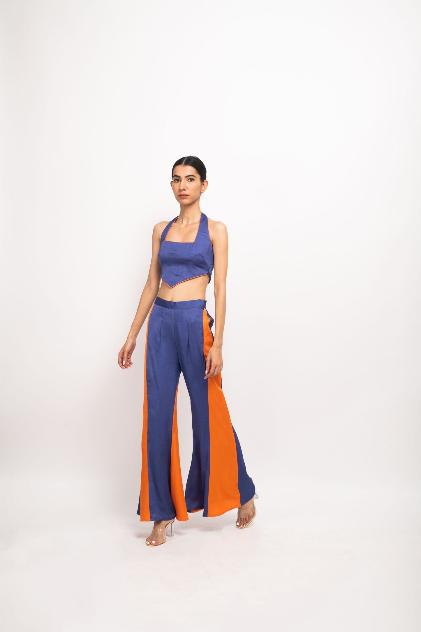 Womens Neora Blue Silk Bustier Co-Ord Set