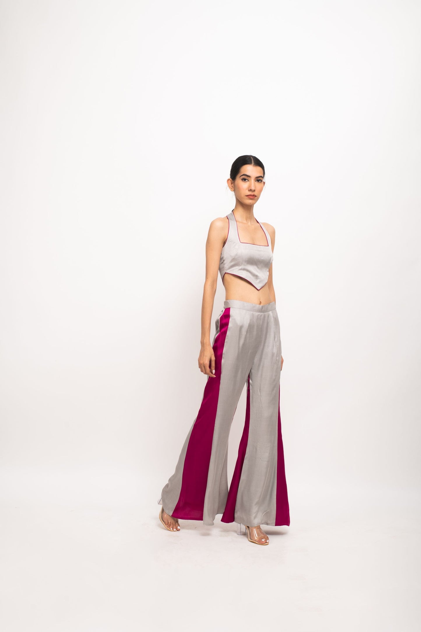 Womens Neora Grey Silk Bustier Co-Ord Set