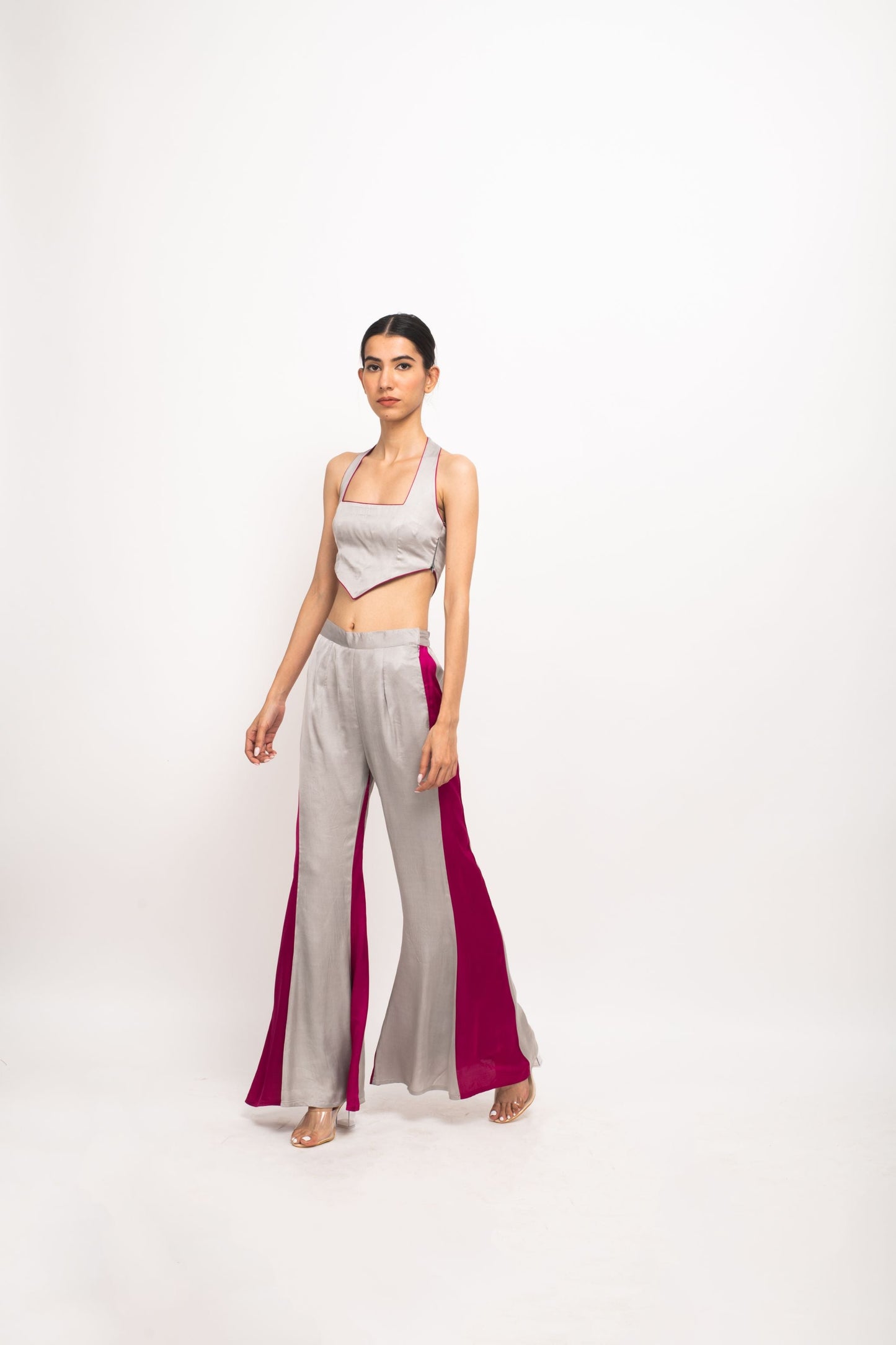 Womens Neora Grey Silk Bustier Co-Ord Set