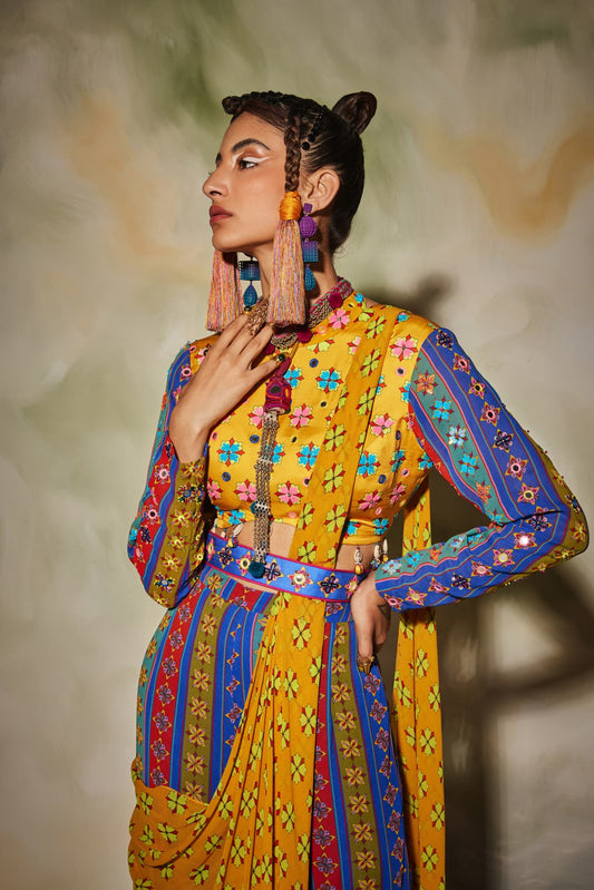 Womens Akira Multicolor Modal Saree Set