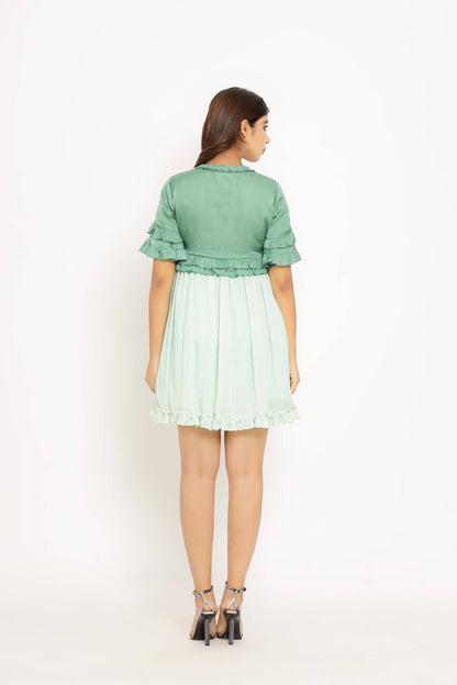 Womens Hoppipolla Green Silk Mini Dress