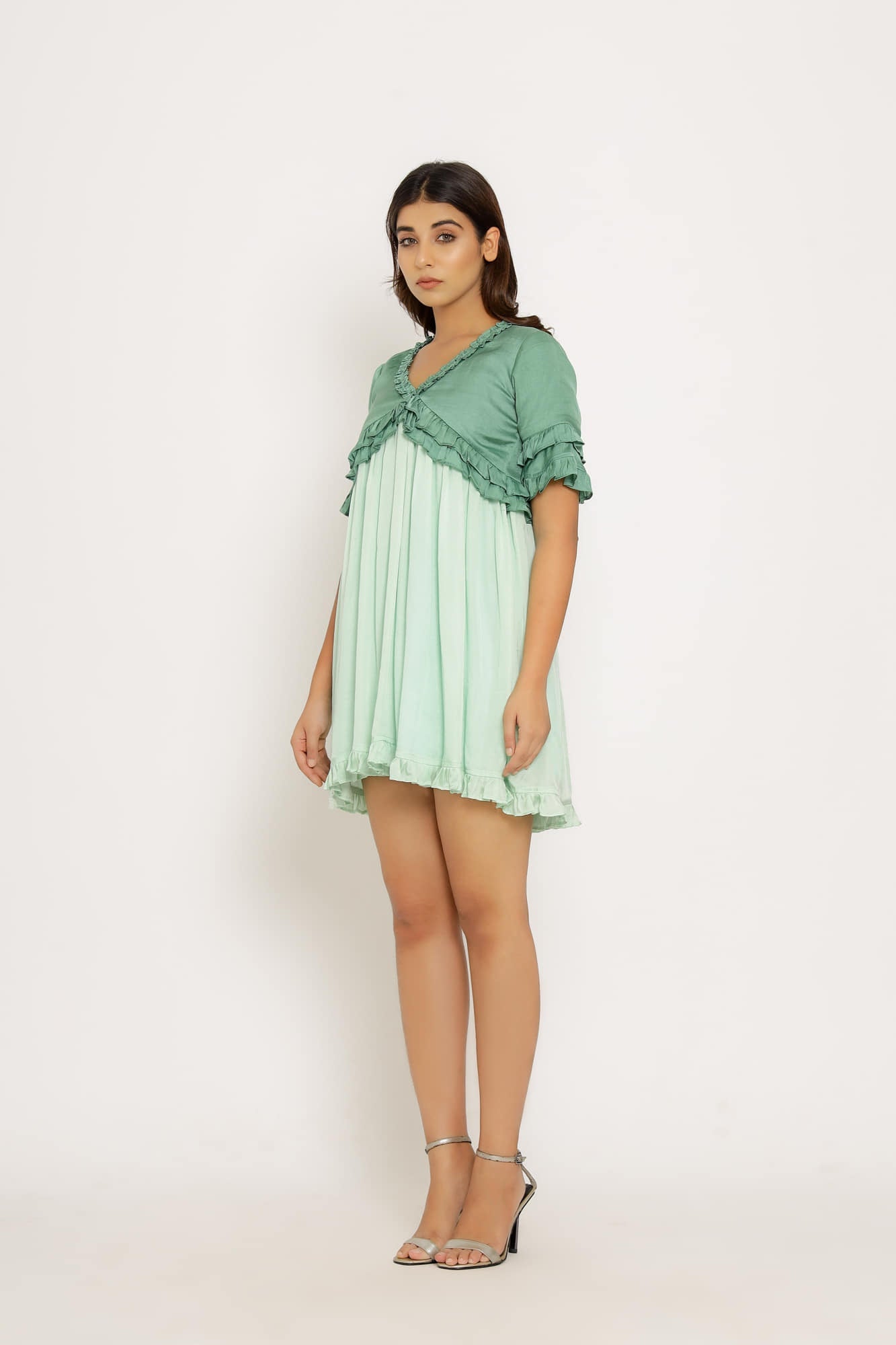 Womens Hoppipolla Green Silk Mini Dress