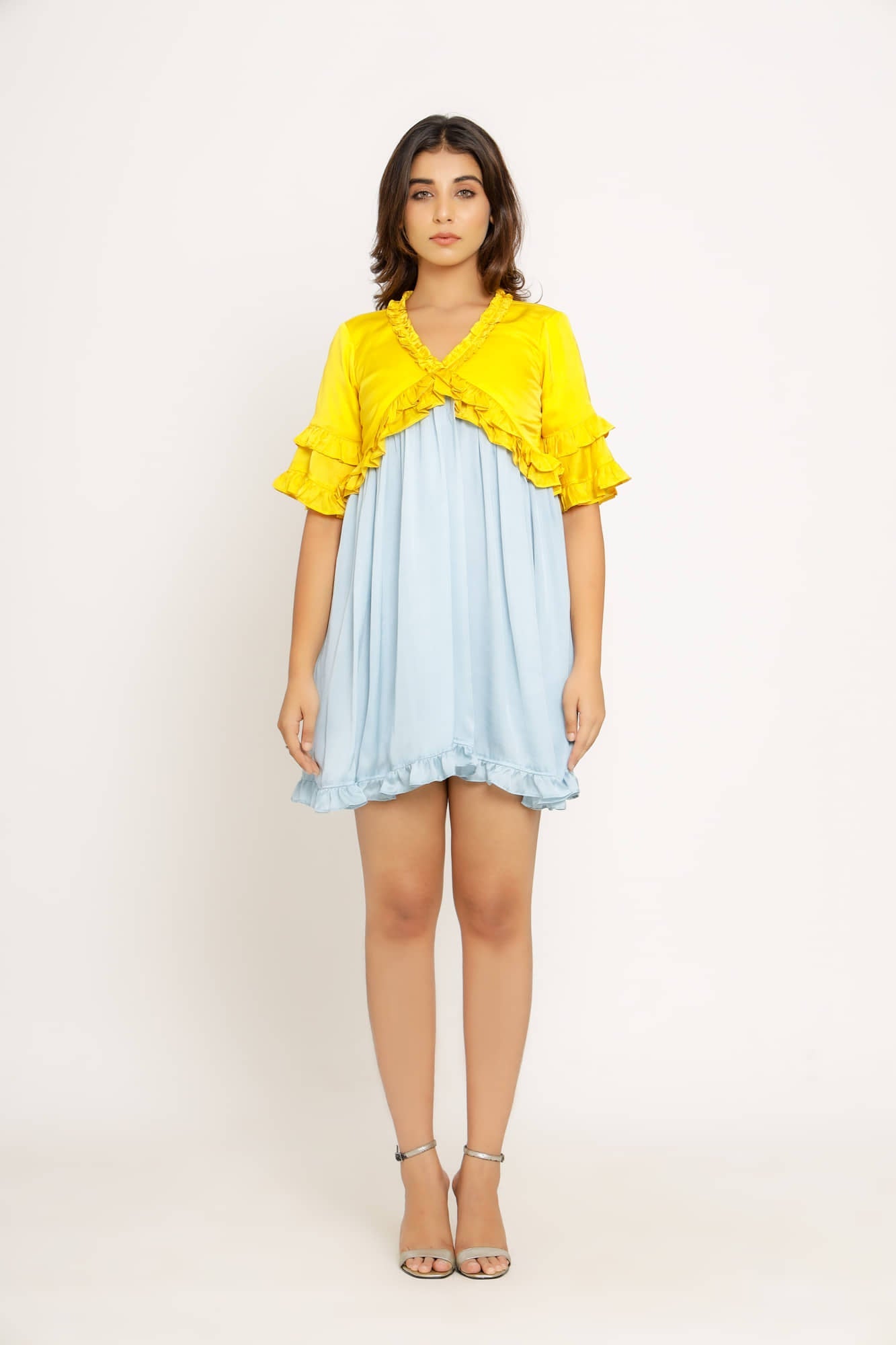 Womens Hoppipolla Yellow Silk Mini Dress