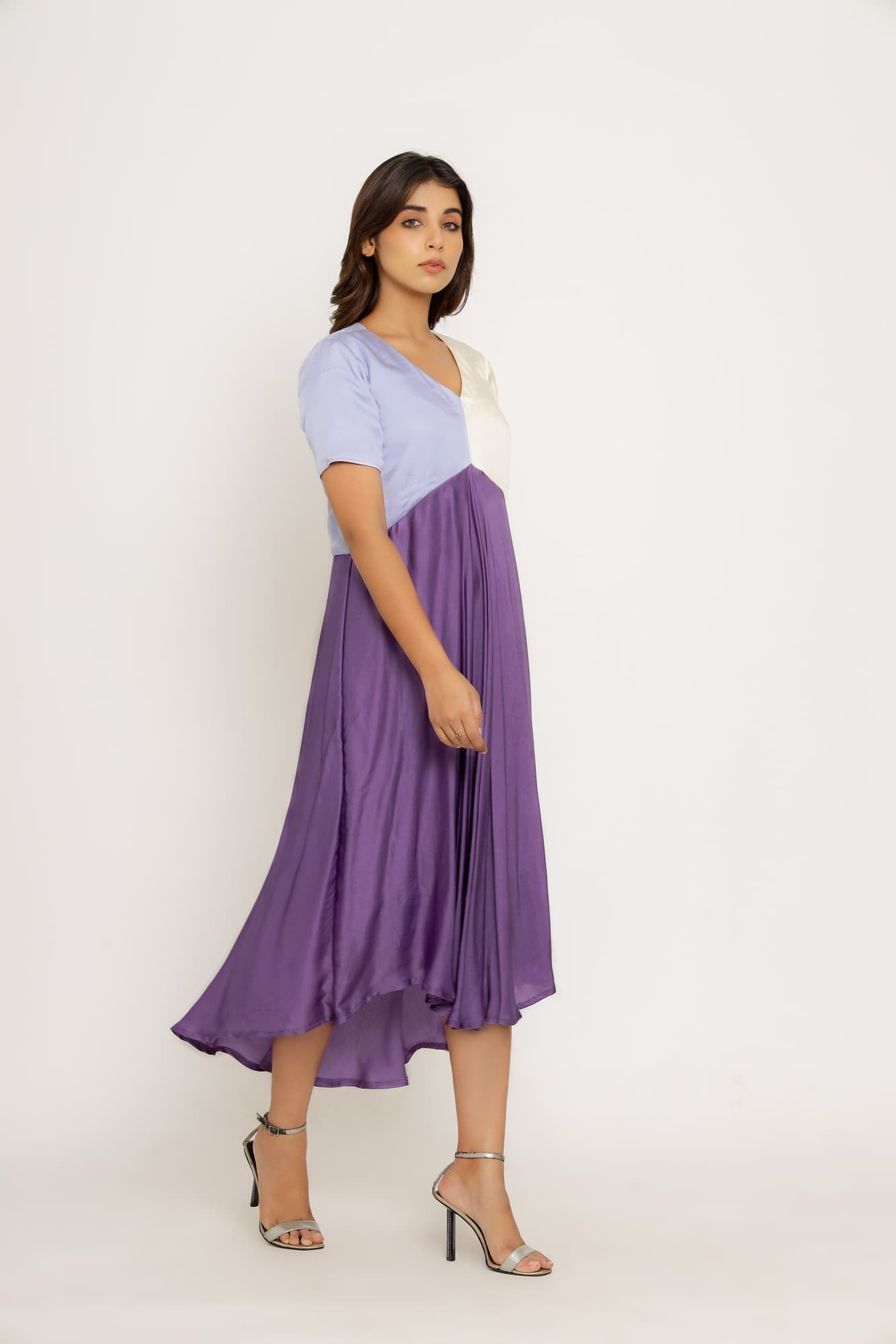 Womens Hoppipolla Purple Silk Midi Dress