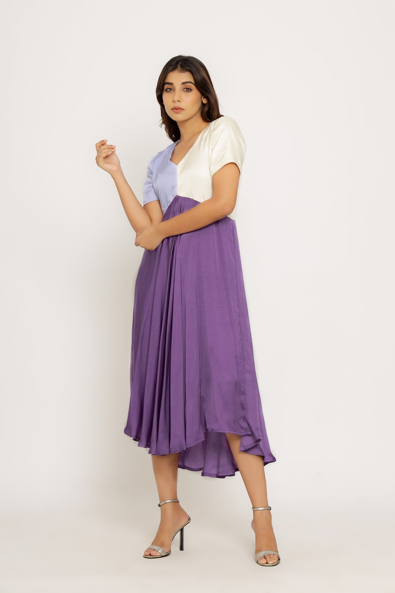 Womens Hoppipolla Purple Silk Midi Dress