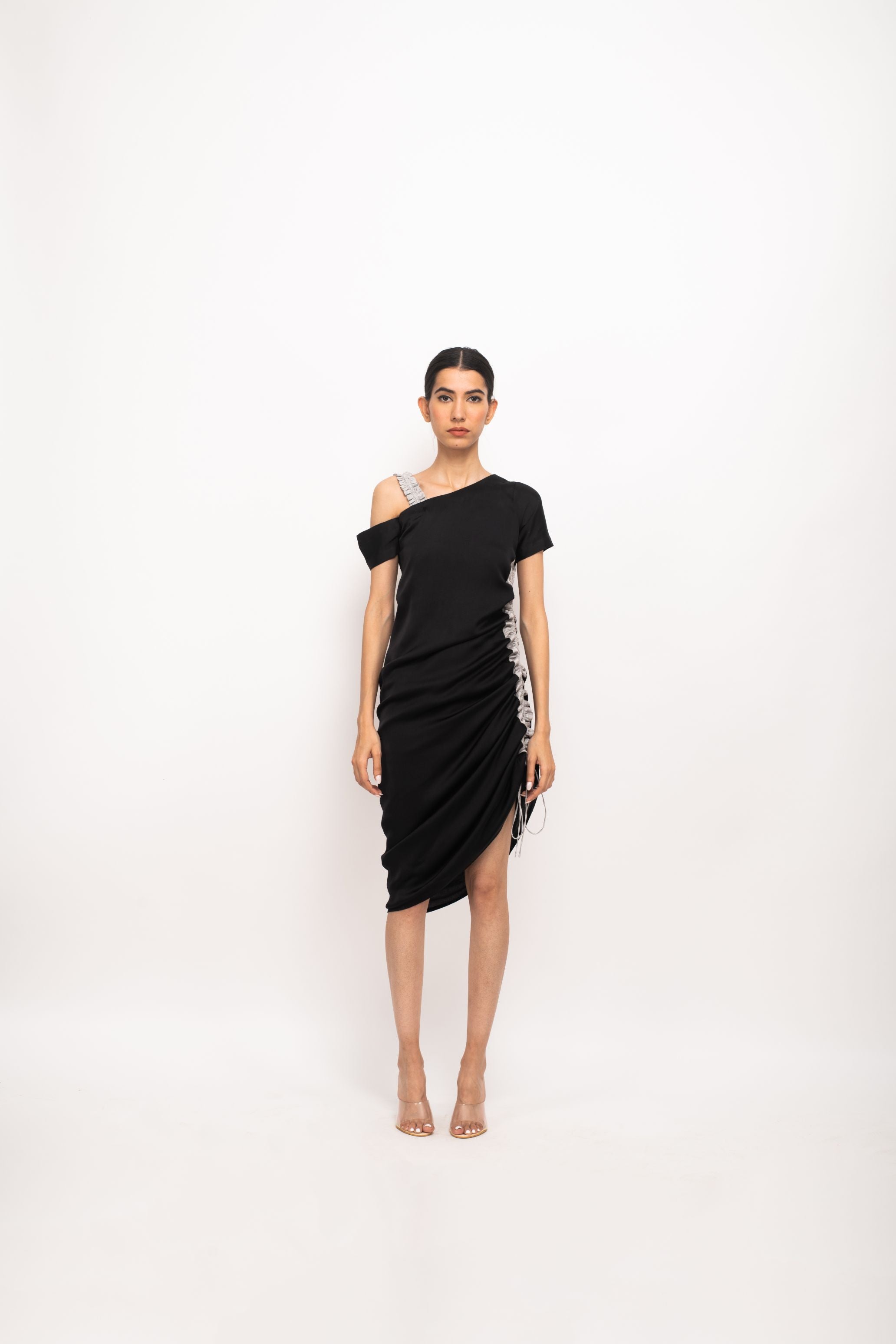 Fitted Jersey Wrap Dress in Black - Roman Originals UK