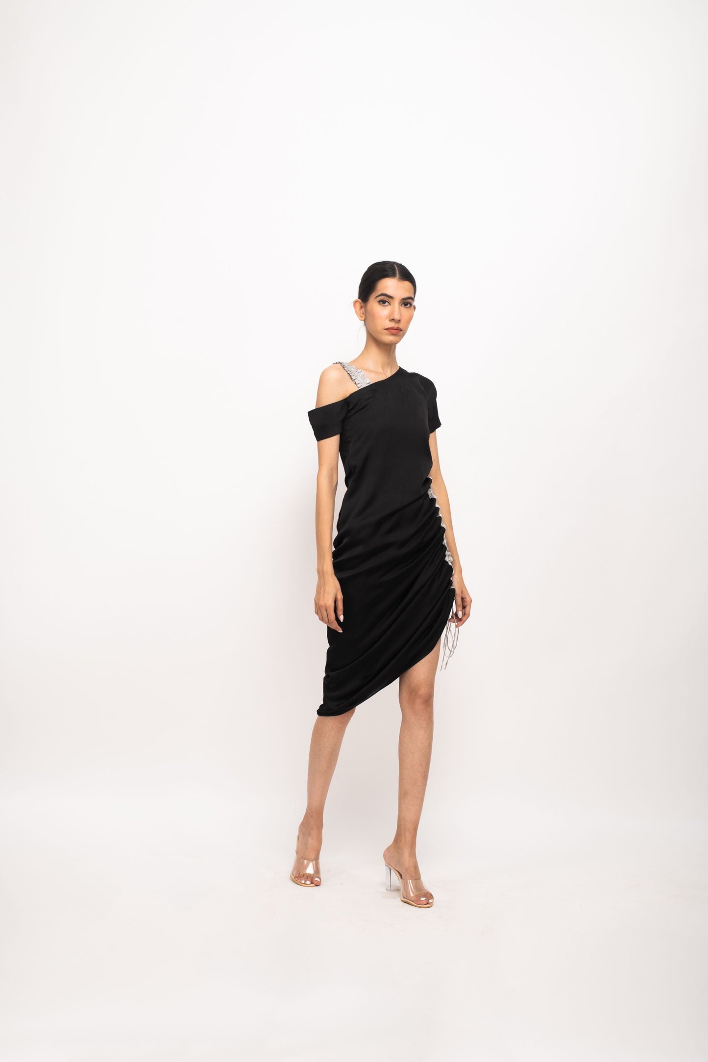 Womens Neora Black Silk Body Fitted Dress