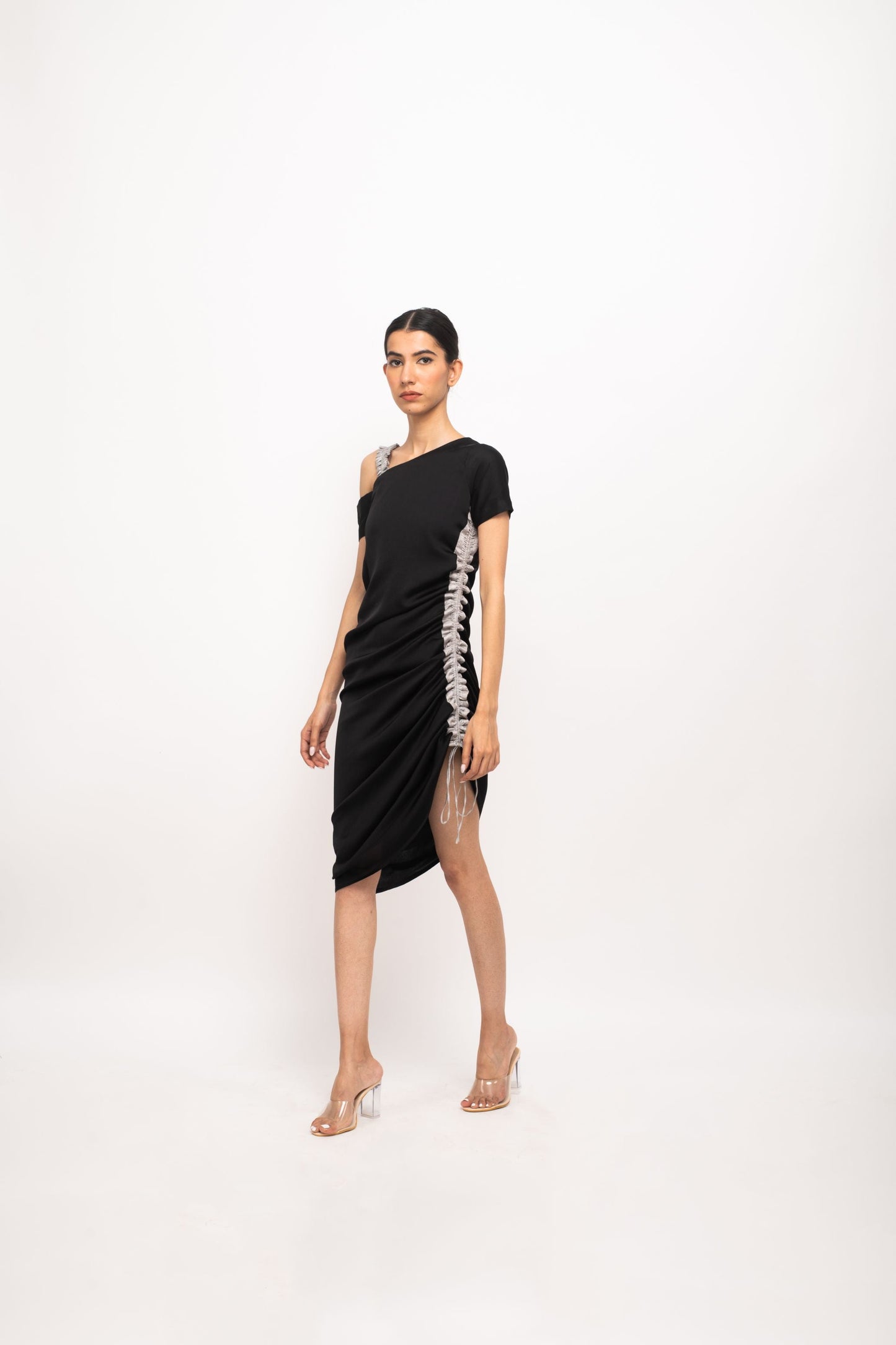 Womens Neora Black Silk Body Fitted Dress