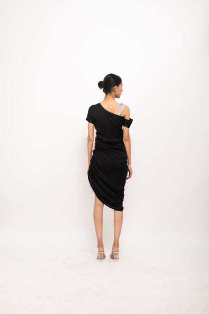 Womens Neora Black Silk Body Fitted Dress