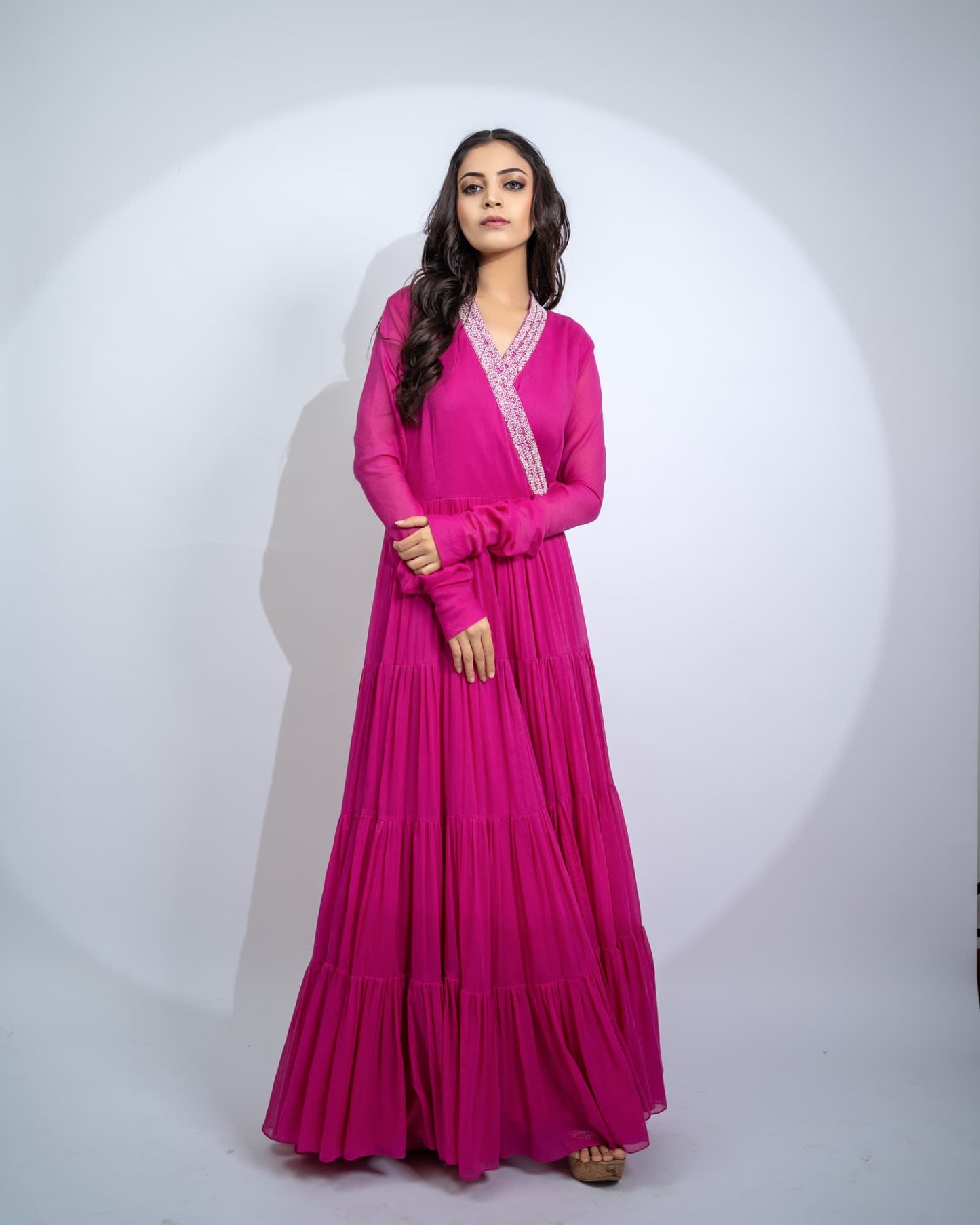 Women wearing pink Anarkali