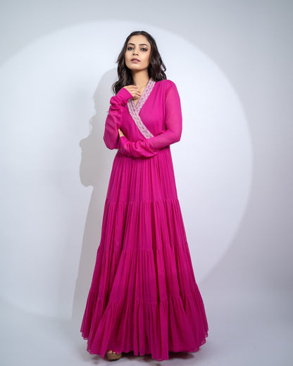 Womens Wargi Pink MulMul Anarkali