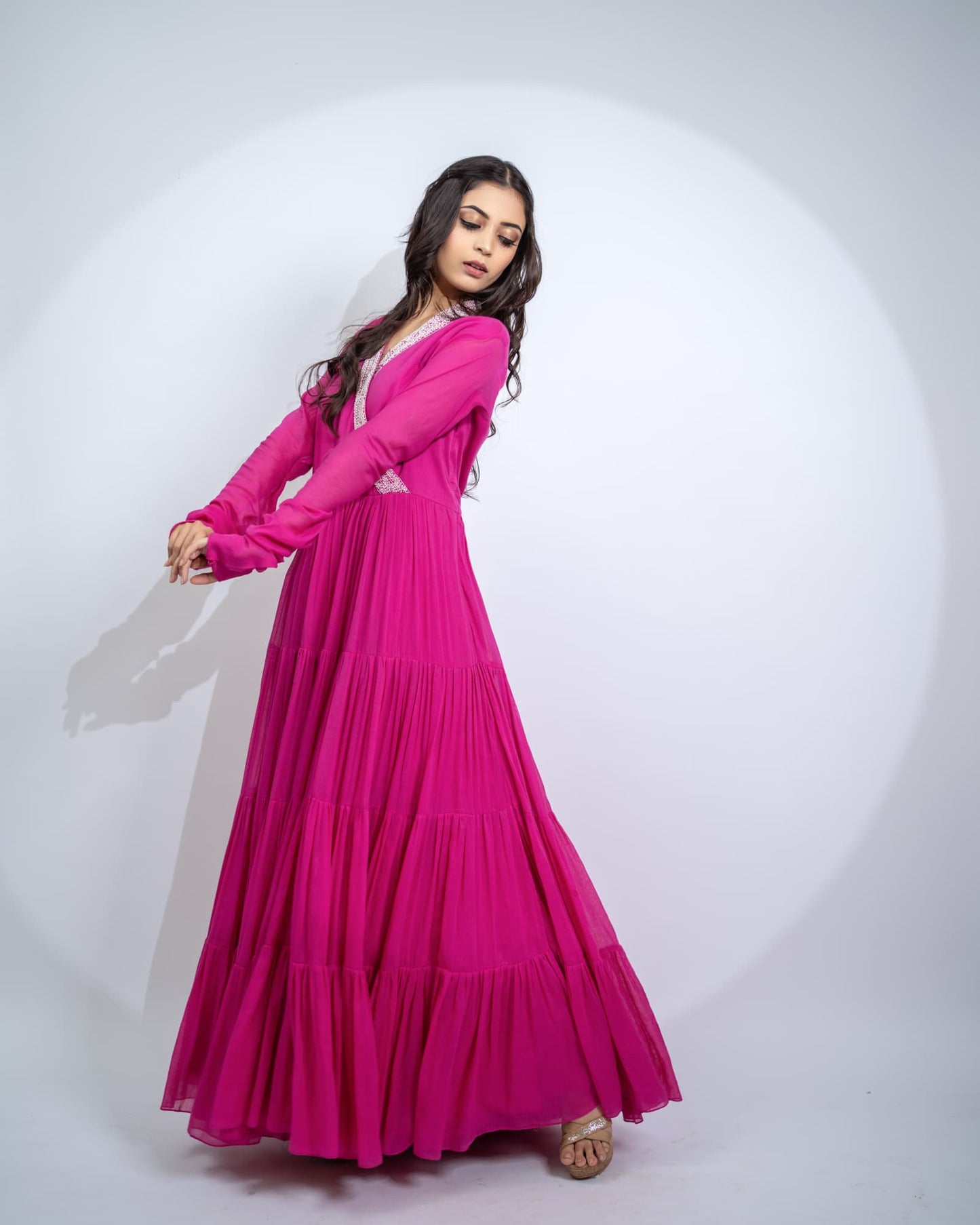 Womens Wargi Pink MulMul Anarkali