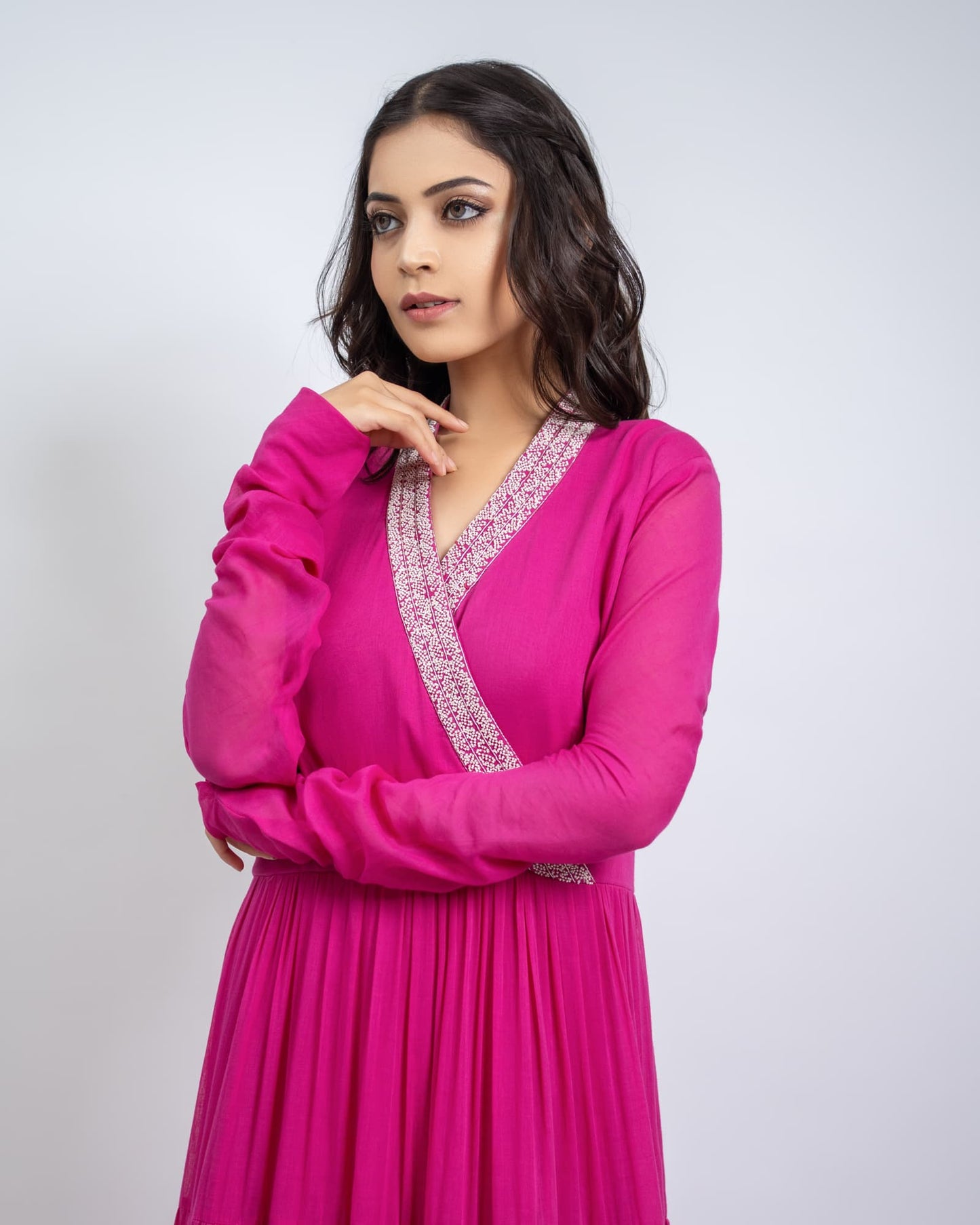 Womens Wargi Pink MulMul Anarkali