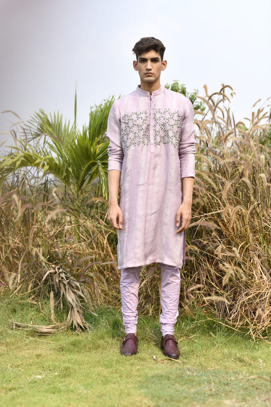 Mens Wearing Purple Kurta Set