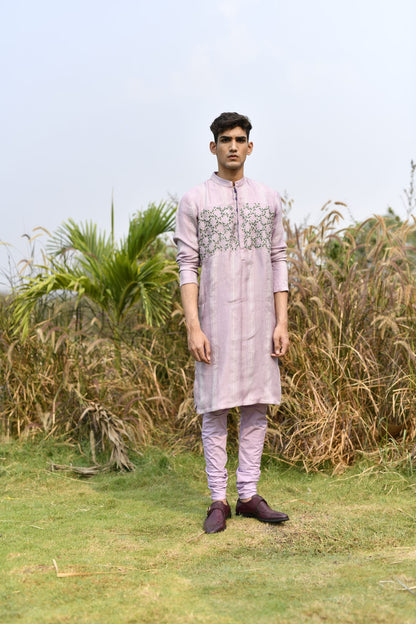 Mens KOA Purple Organza Kurta Set