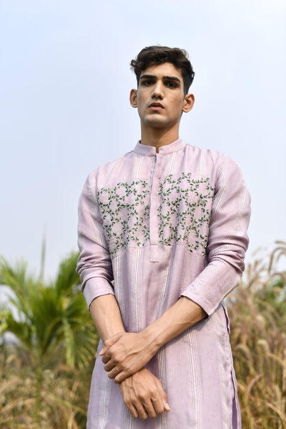 Mens KOA Purple Organza Kurta Set