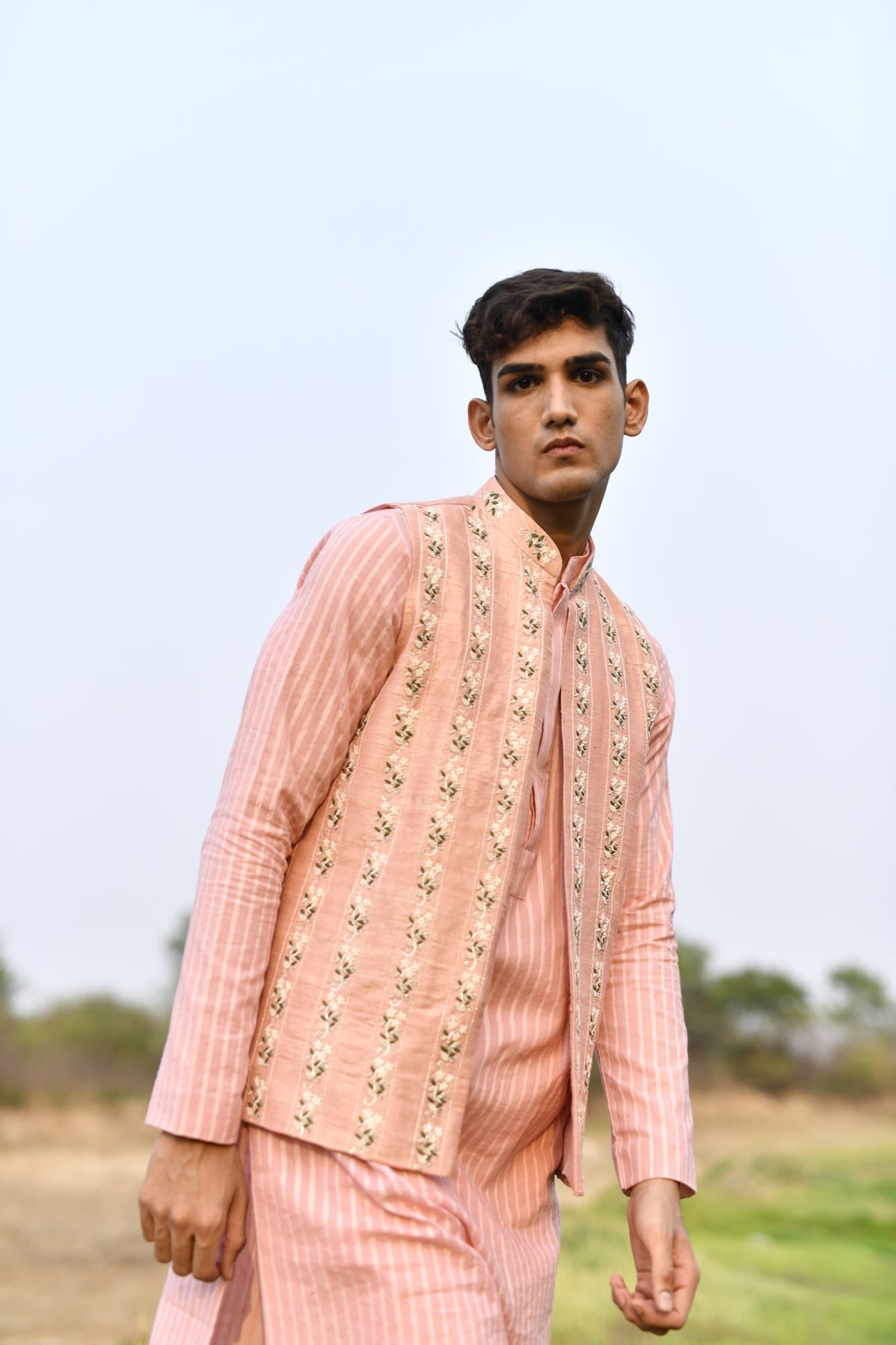 Mens KOA Pink Rawsilk Jacket Set